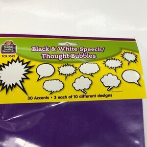 Black & White Speech/Thought Bubbles 24 Accents